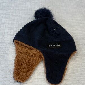Stonz  Infant Dark Blue and Tan Fleece Hat